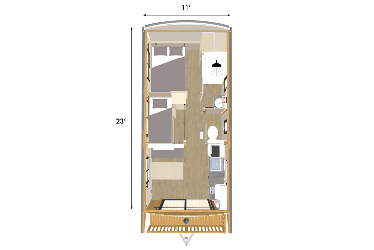 The roulotte accommodation's plan